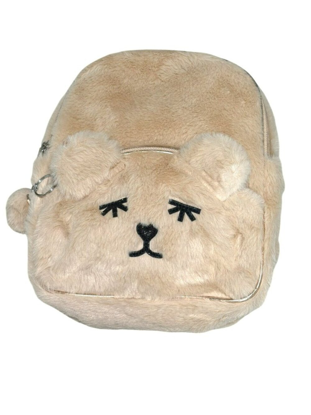 Teddy Bear Backpack With Floral Lining & Adjustable Straps 13" New Faux Fur
